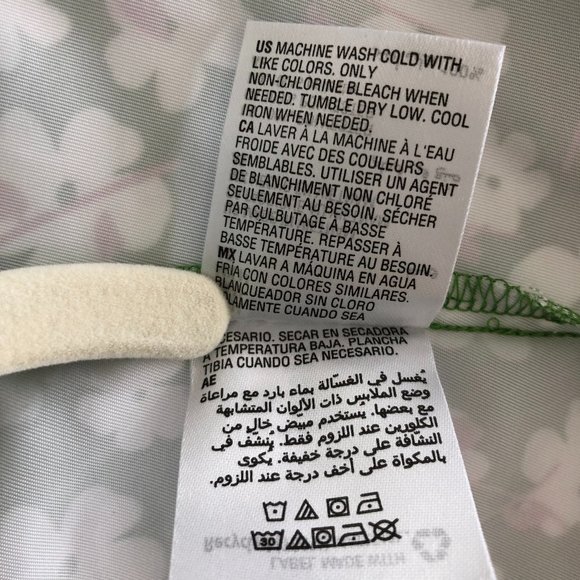 Green and Pink Floral Top with Elbow Puff Sleeves - Picture 8 of 8